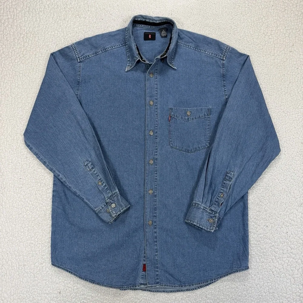 VTG Y2K Levi's Red Tab Denim Button Down Shirt Men's M Western Grunge Casual